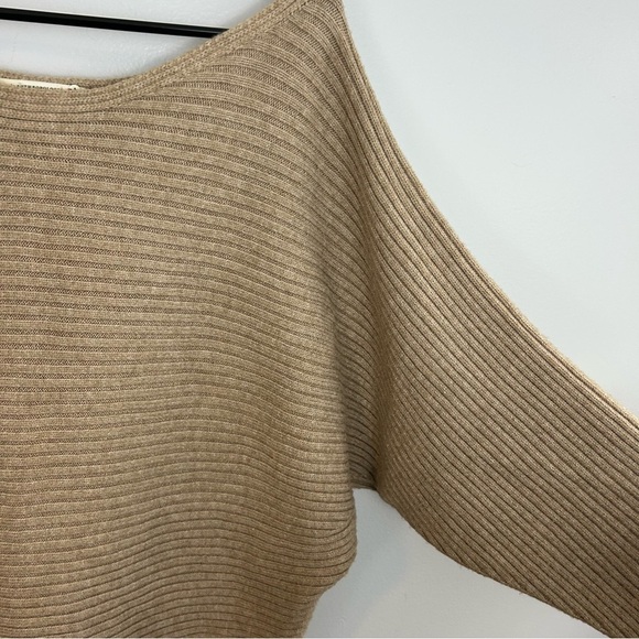Anthropolgie Kendall Ribbed Cropped Light Brown Cozy Sweater Medium - Picture 4 of 11